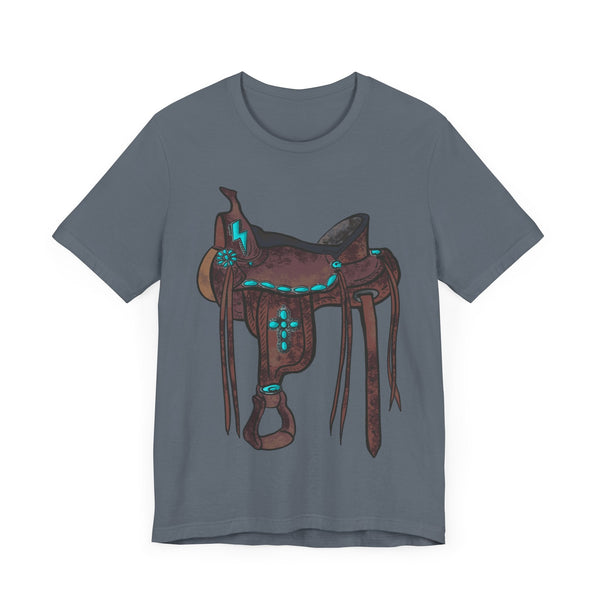 Tooled Western Saddle & Cross Tee Shirt