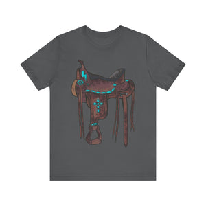 Tooled Western Saddle & Cross Tee Shirt