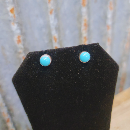 JR'S HOBBY HORSE ACCESSORIES Default 8mm GENUINE TURQUOISE STUD STERLING SILVER EARRINGS