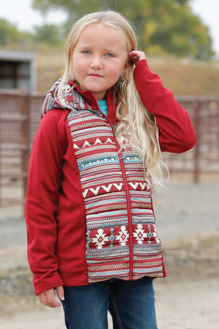 GIRLS RED QUILTED HYBRID JACKET