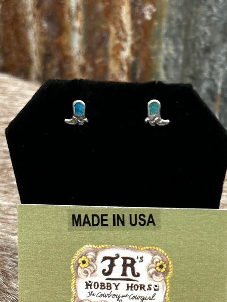 GENUINE TURQUOISE & SILVER BOOT EARRINGS