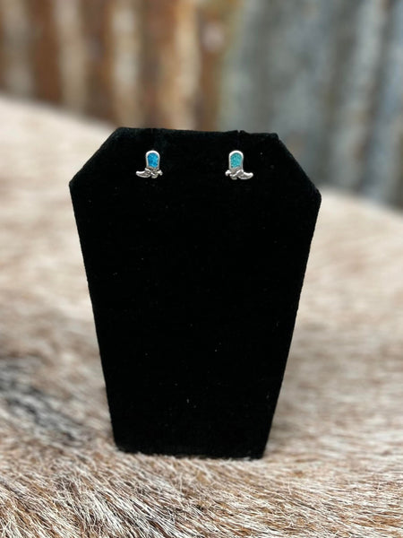 GENUINE TURQUOISE & SILVER BOOT EARRINGS