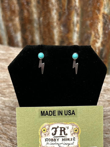 GENUINE TURQUOISE & SILVER LIGHTNING EARRINGS