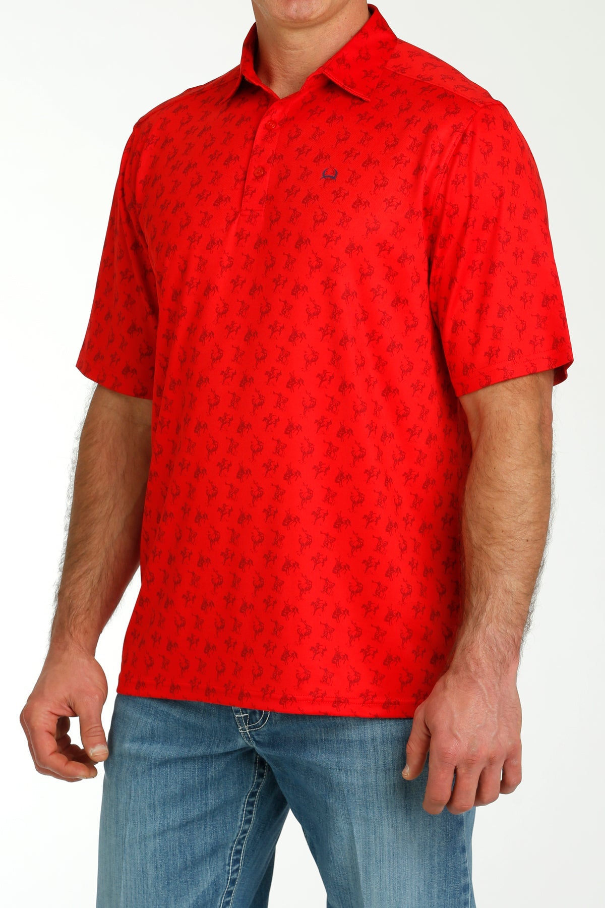 MENS RED PRINT ARENAFLEX POLO SHIRT