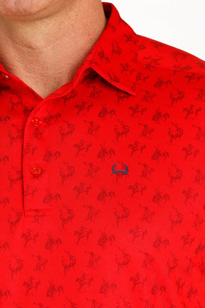 MENS RED PRINT ARENAFLEX POLO SHIRT