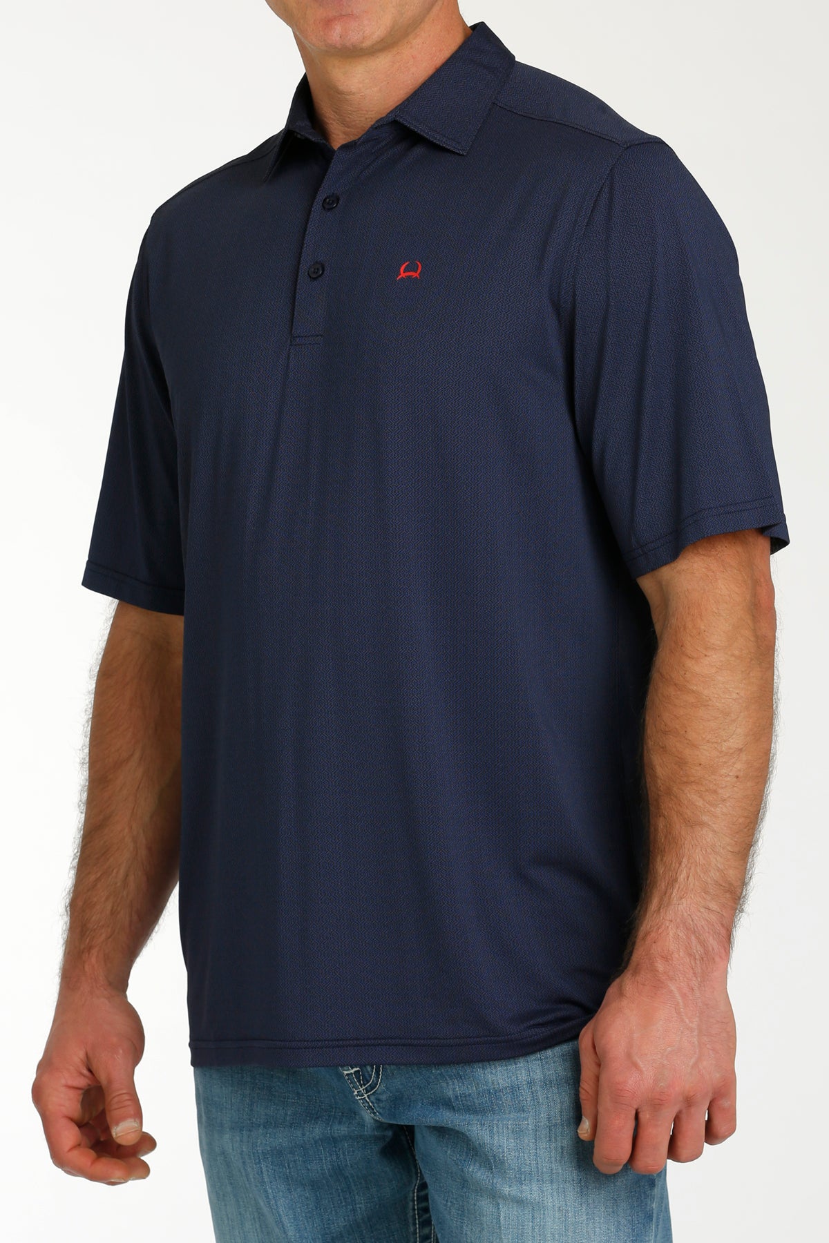 MENS NAVY PRINT ARENAFLEX POLO SHIRT