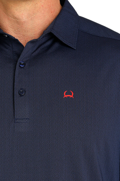 MENS NAVY PRINT ARENAFLEX POLO SHIRT