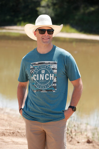 MENS TEAL CINCH TEE SHIRT