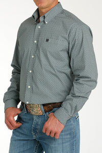 MENS GREEN PRINT CINCH LONG SLEEVE SHIRT