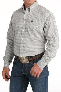 MENS BLACK/WHITE PRINT CINCH LONG SLEEVE SHIRT