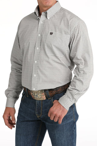 MENS BLACK/WHITE PRINT CINCH LONG SLEEVE SHIRT