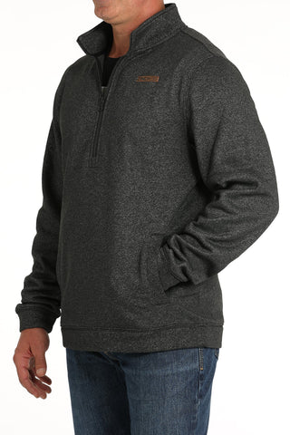 MENS BLACK 1/2 ZIP TECH FLEECE PULLOVER