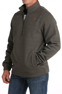 MENS BROWN 1/2 ZIP TECH FLEECE PULLOVER