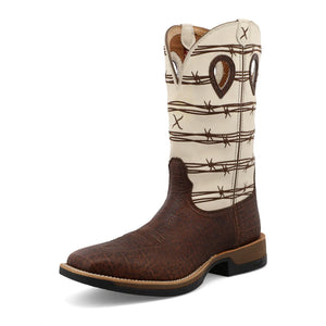 MENS BROWN ELEPHANT PRINT/BONE BARBWIRE TECH X BOOT