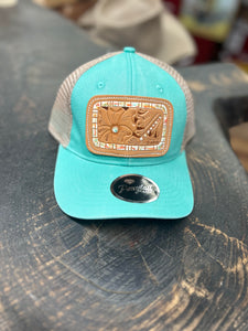 TURQUOISE CHUNK-MINT PONYTAIL MCINTIRE SADDLERY CAP