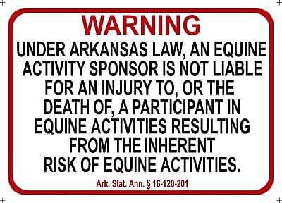 JR'S HOBBY HORSE TACK Default ARKANSAS LAW EQUINE SIGN