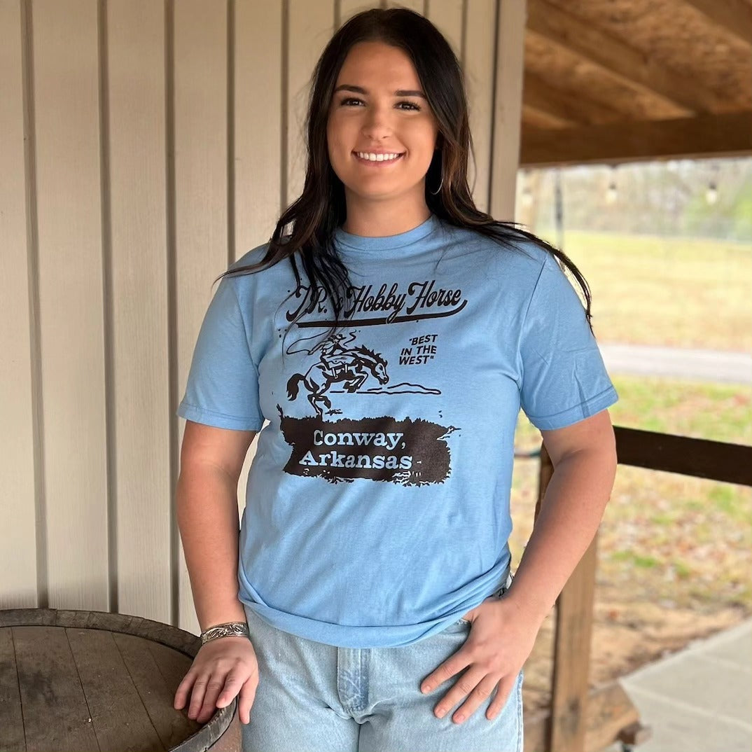 JR'S HOBBY HORSE CLOTHING-GENERAL BABY BLUE BUCKING HORSE JRS TEE