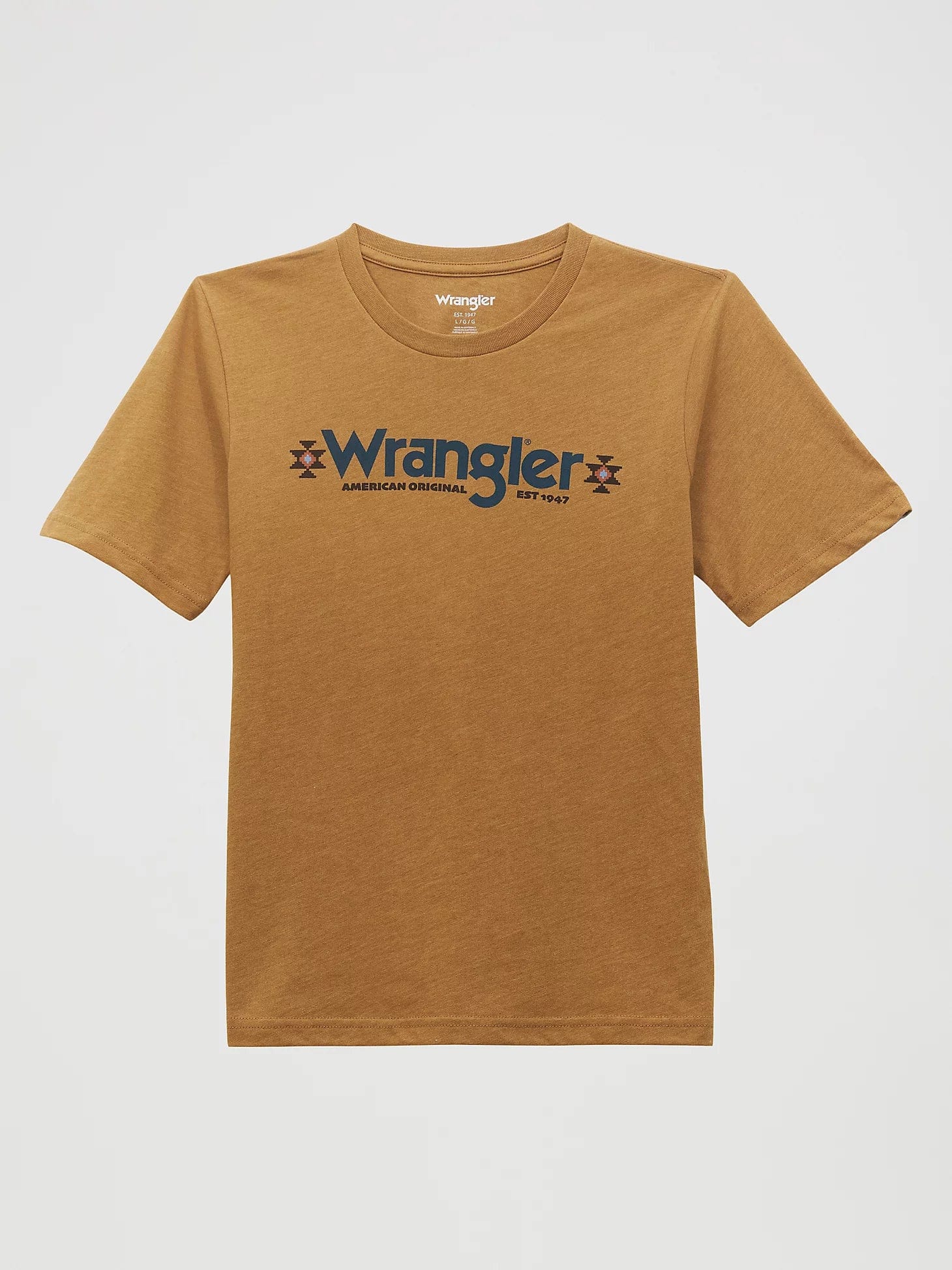 WRANGLER BOYS CLOTHING BOYS BISTRE WRANGLER LOGO TEE SHIRT