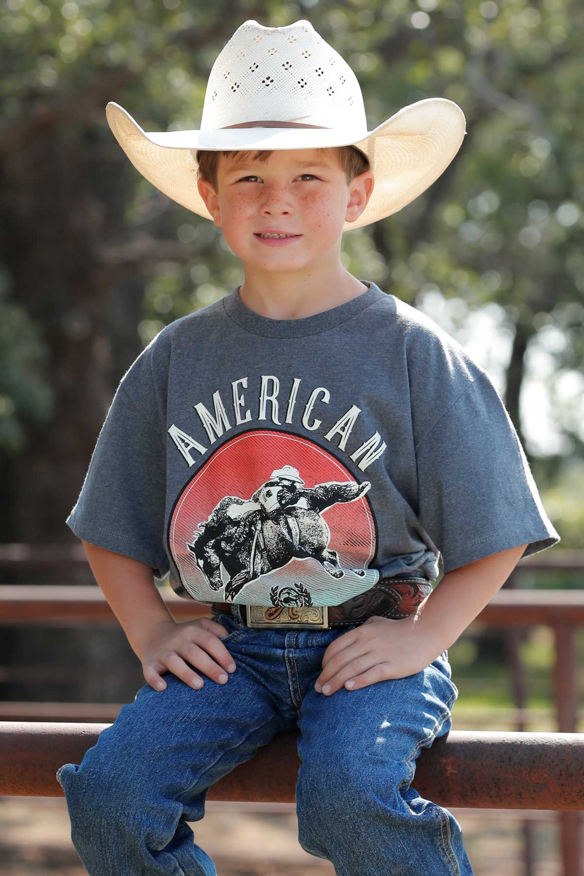 MILLER INTERNATIONAL CLOTHING-BOYS BOYS CHROME AMERICAN RODEO CINCH TEE