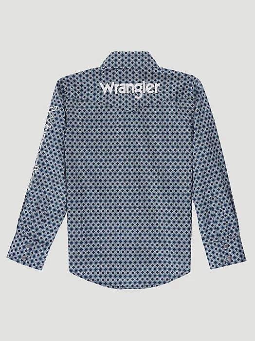 WRANGLER CLOTHING-BOYS BOYS WRANGLER LOGO LONG SLEEVE SNAP SHIRT