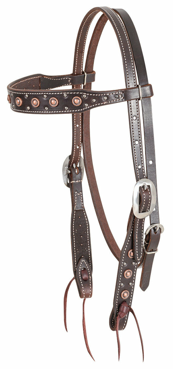 CLASSIC EQUINE TACK TACK Default BROWBAND HEADSTALL W/ ANTIQUE DOTS