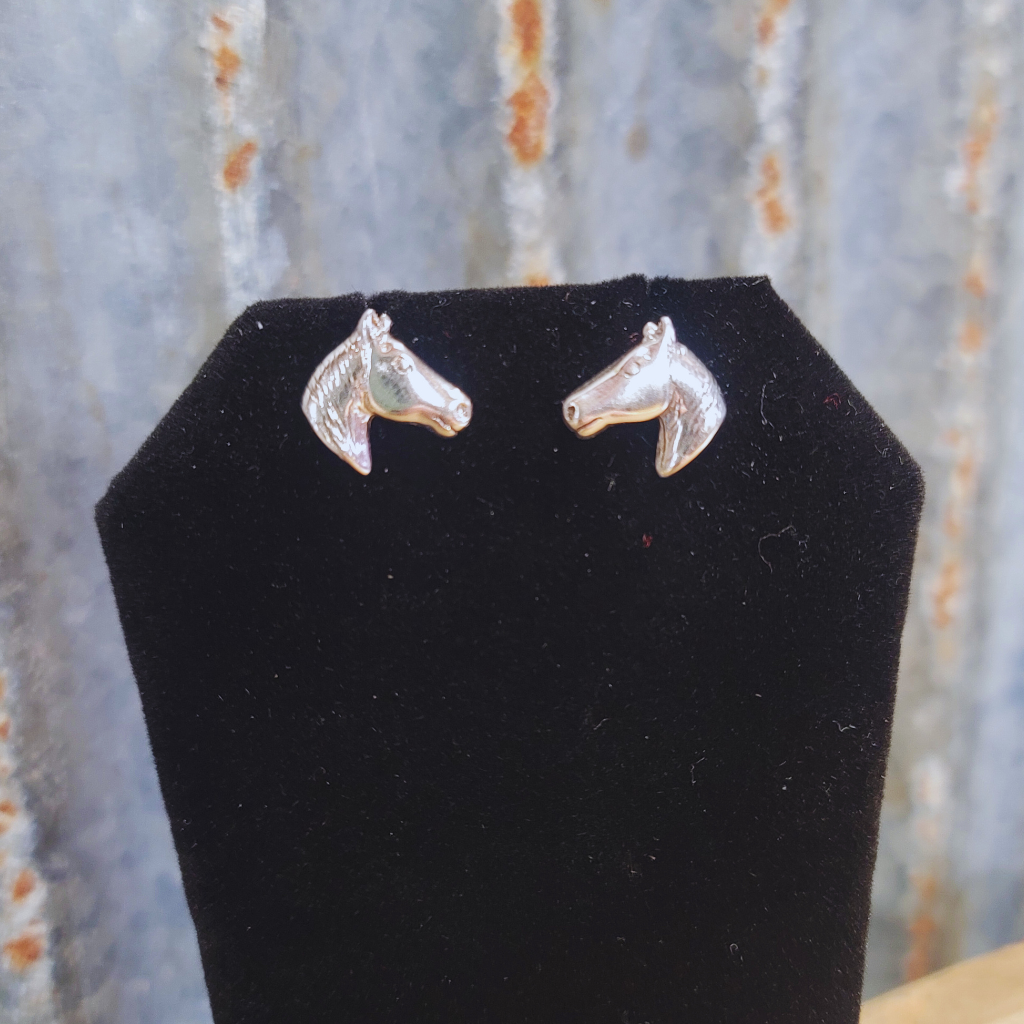 JR'S HOBBY HORSE ACCESSORIES Default GENUINE SILVER HORSEHEAD EARRINGS