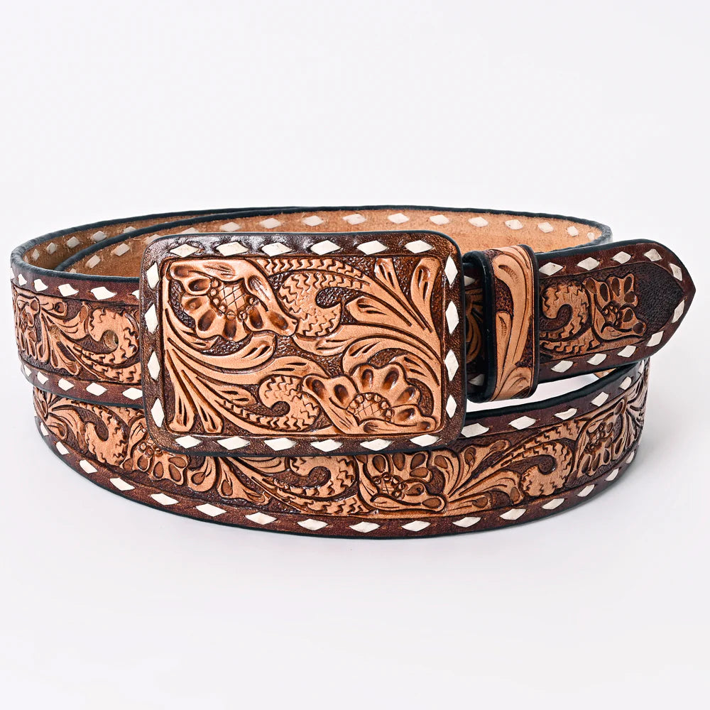 AMERICAN DARLING ACCESSORIES JESSEE TOOLED LEATHER BELT & BUCKLE