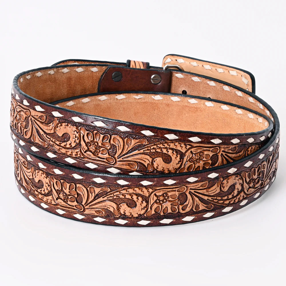 AMERICAN DARLING ACCESSORIES JESSEE TOOLED LEATHER BELT & BUCKLE