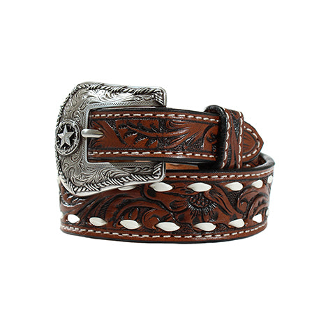 M&F WESTERN PRODUCTS ACCESSORIES KIDS BUCKSTITCH FLORAL TOOLED BELT