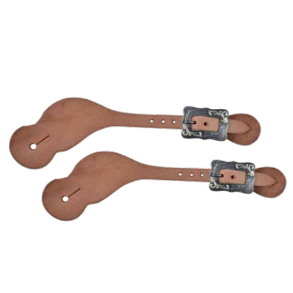 BERLIN CUSTOM LEATHER LTD TACK Default LADIES' FANCY STEEL BUCKLE SHAPED HARNESS SPUR STRAPS