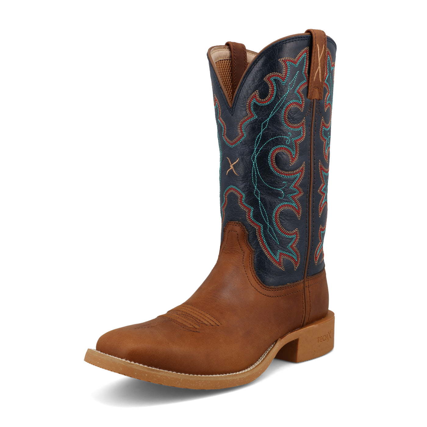 TWISTED X BOOTS BOOTS LADIES ROASTED PECAN & NAVY BLUE SQ TOE BOOT