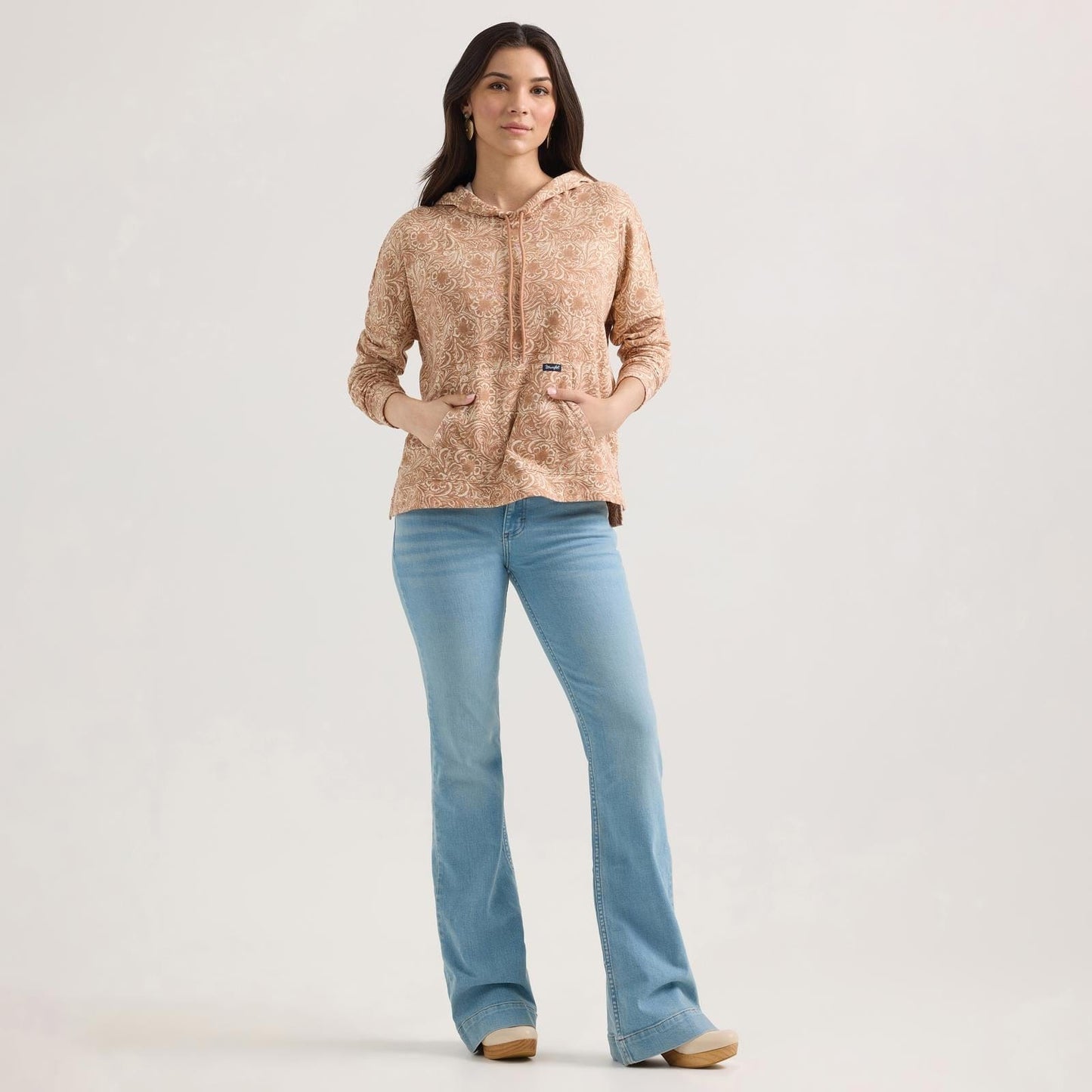 WRANGLER LADIES CLOTHING LADIES TAN WRANGLER RETRO PUNCHY HOODIE