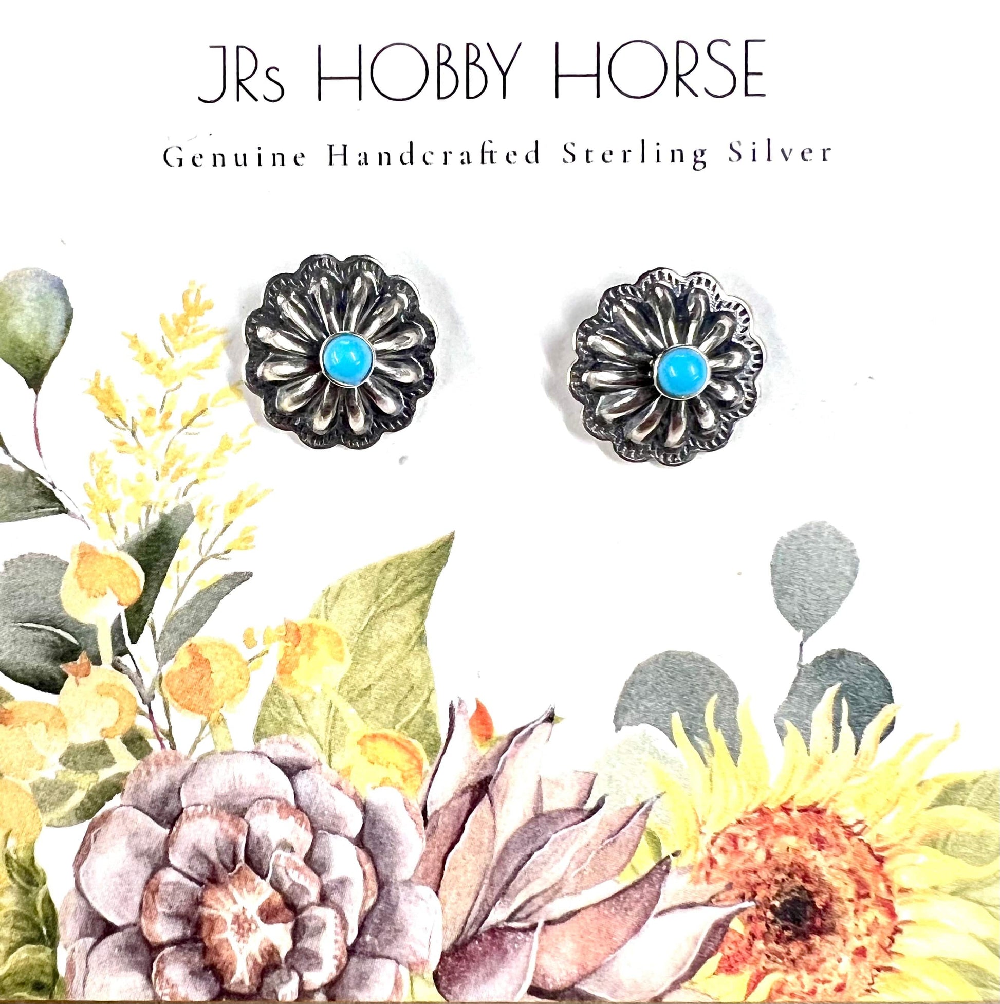 JR'S HOBBY HORSE ACCESSORIES Default LEXI GENUINE TURQUOISE & SILVER EARRINGS