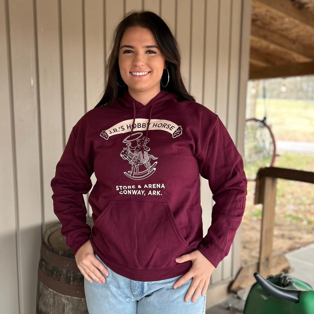 JR'S HOBBY HORSE CLOTHING-GENERAL MAROON HOBBY HORSE STORE & ARENA HOODIE