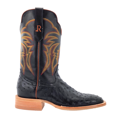 R WATSON BOOTS BOOTS MENS 11" BLACK FULL QUILL OSTRICH R WATSON BOOTS