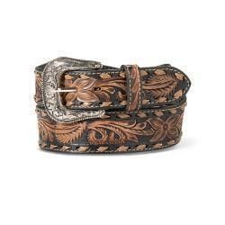 M&F WESTERN PRODUCTS ACCESSORIES MENS ARIAT HAND TOOLED FLORAL ANTIQUE BUCKLE