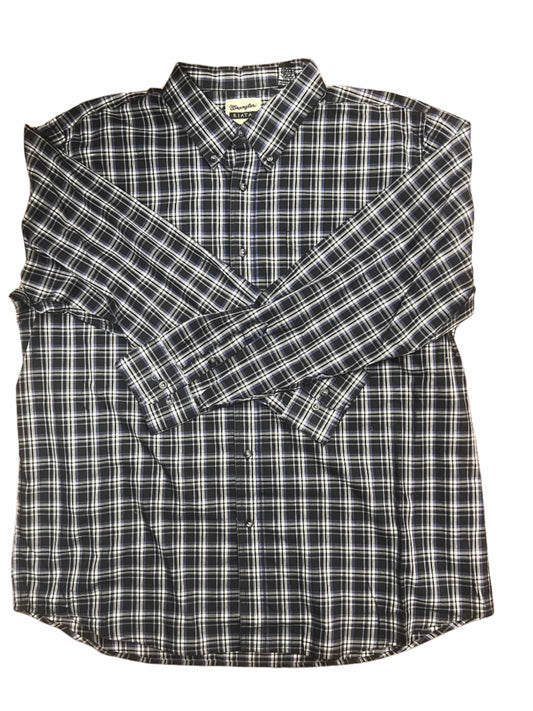 WRANGLER MENS CLOTHING MENS BLACK CHECK RIATA LONG SLEEVE SHIRT