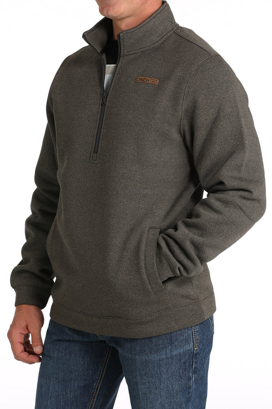 MILLER INTERNATIONAL MENS CLOTHING MENS BROWN 1/2 ZIP TECH FLEECE PULLOVER