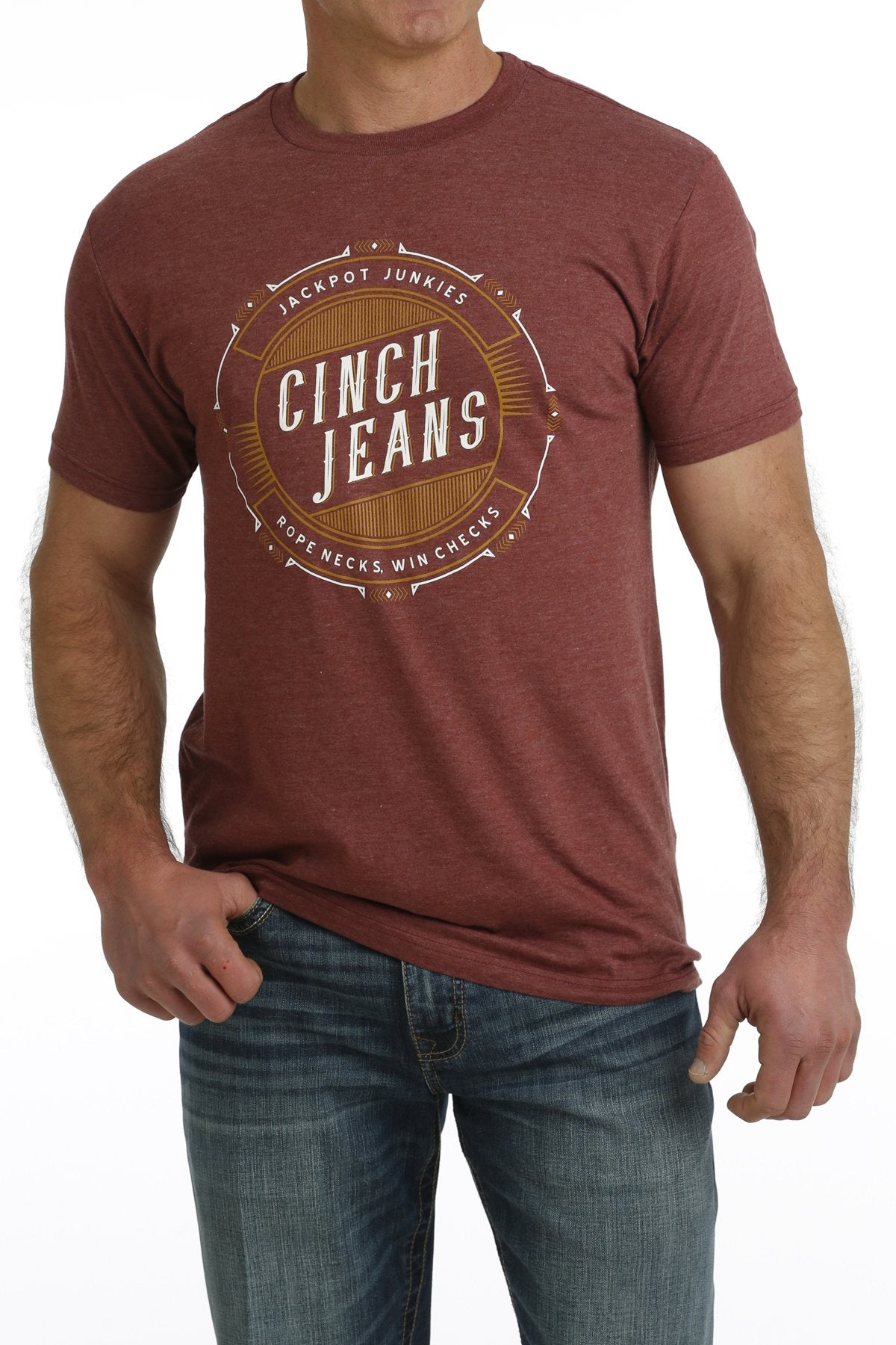 MILLER INTERNATIONAL CLOTHING-MENS MENS BURGANDY CINCH TEE SHIRT