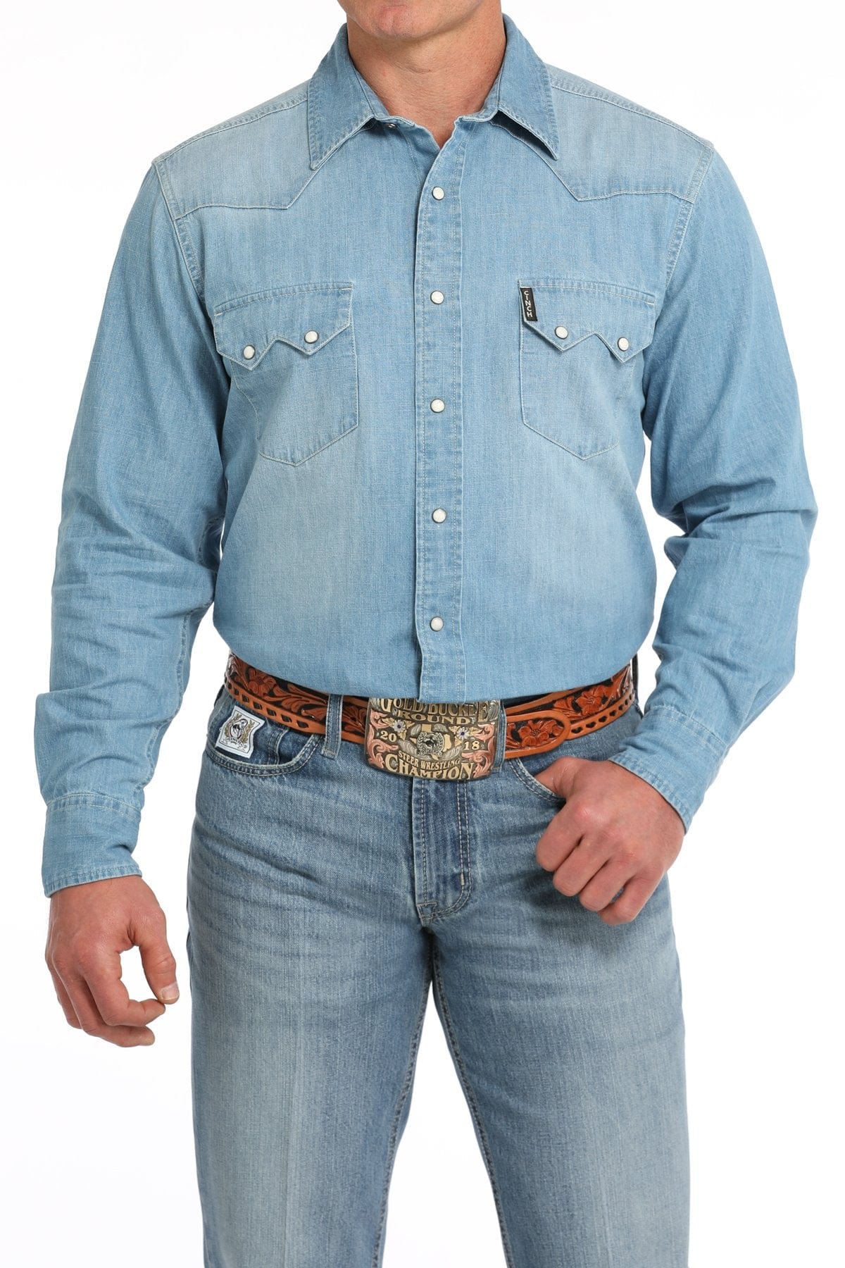 MILLER INTERNATIONAL CLOTHING-MENS MENS DENIM SNAP WESTERN SHIRT