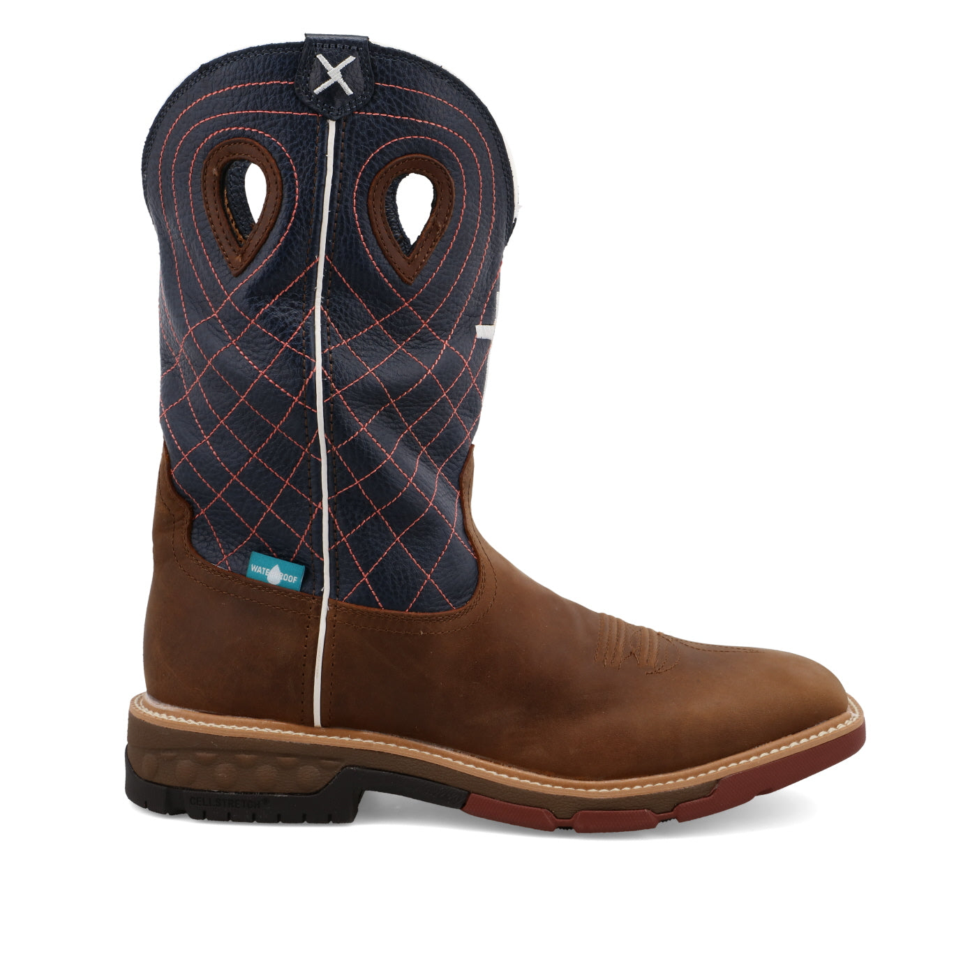 TWISTED X BOOTS BOOTS MENS MOCHA & NAVY WATERPROOF WORK BOOT