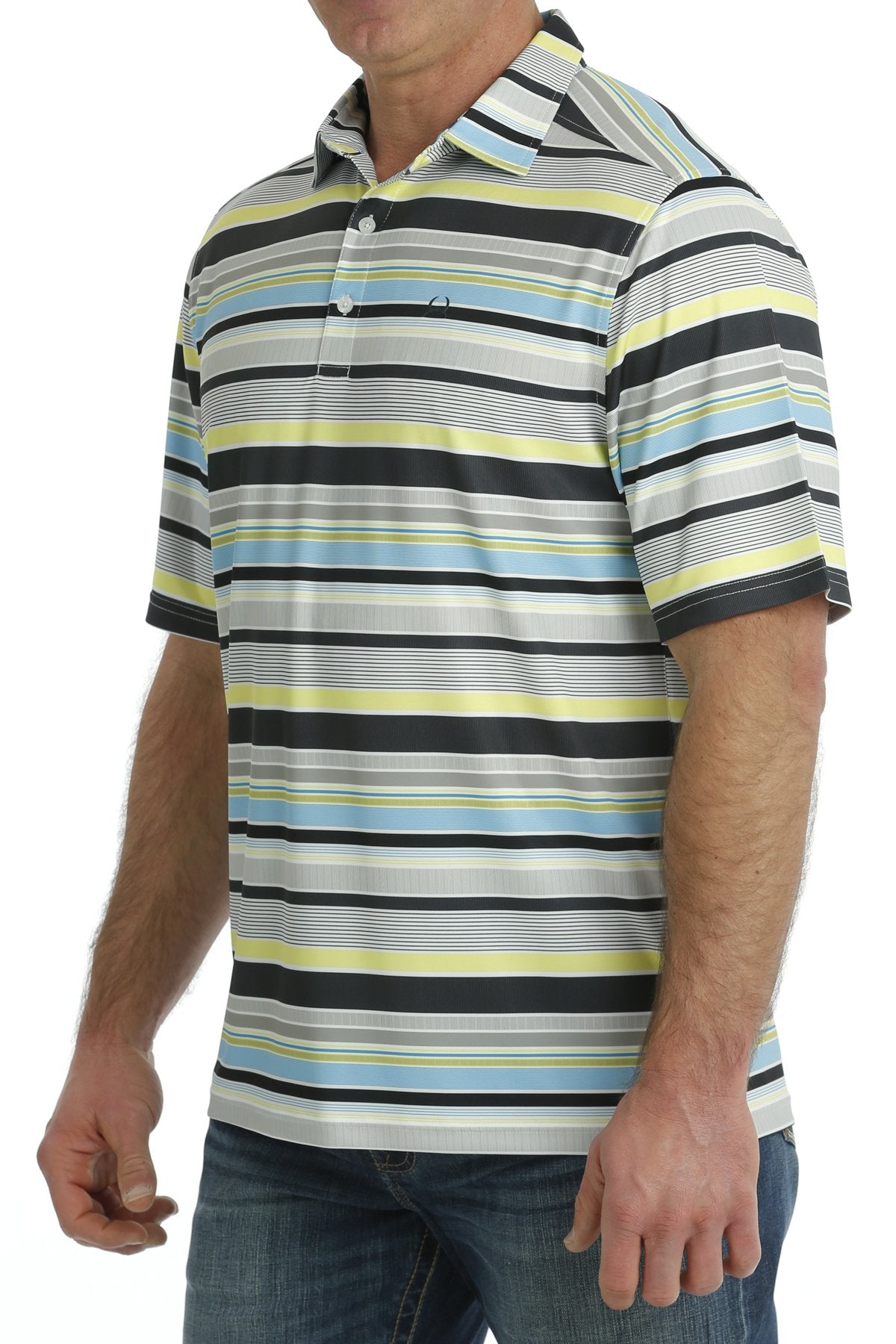 MILLER INTERNATIONAL CLOTHING-MENS MENS MULTI STRIPE ARENAFLEX POLO SHIRT