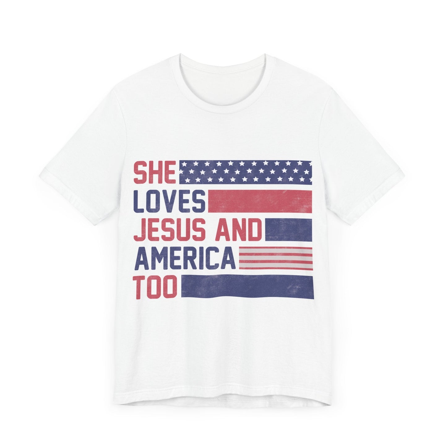 Printify T-Shirt She Loves Jesus & America Too Tee Shirt