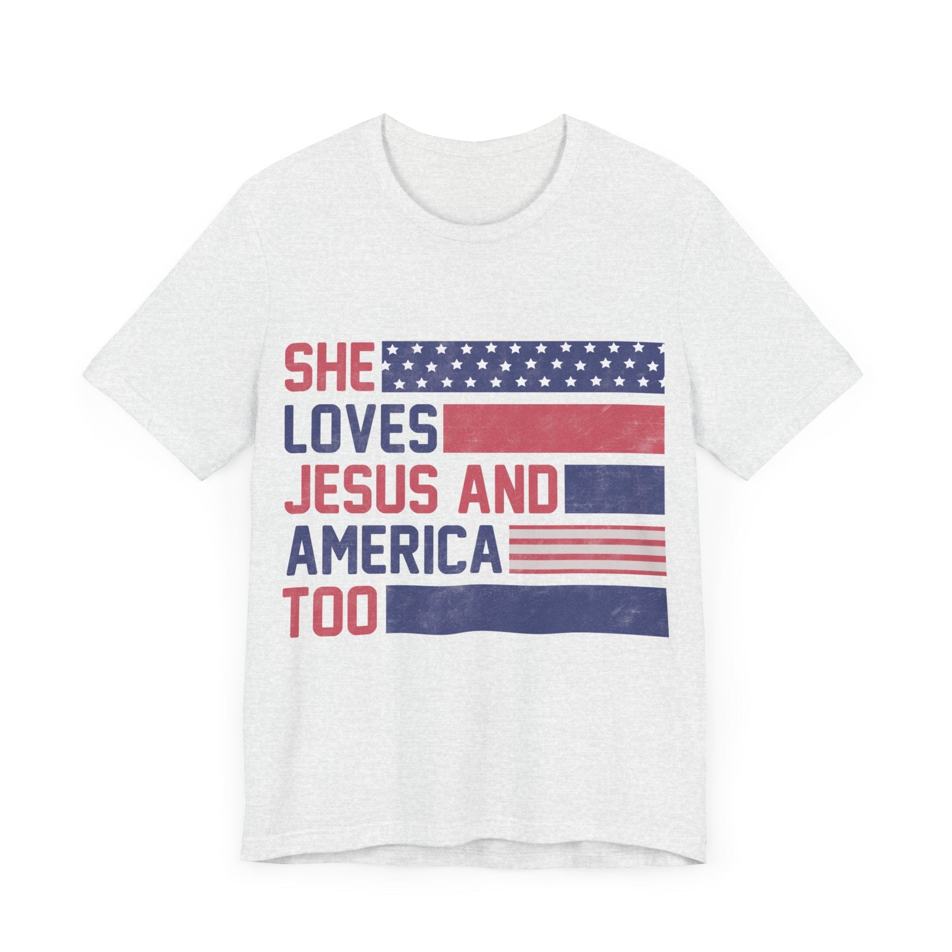 Printify T-Shirt She Loves Jesus & America Too Tee Shirt