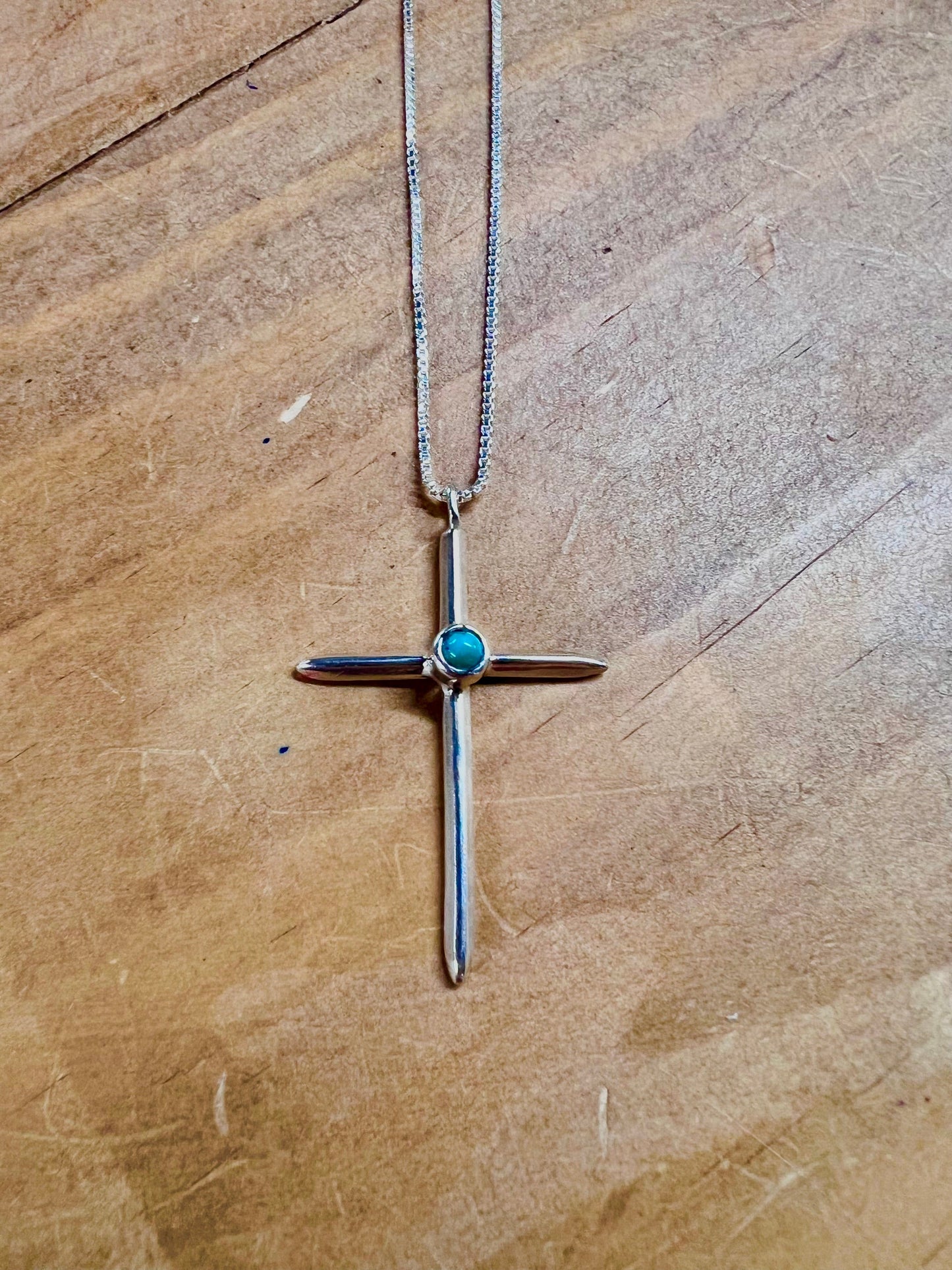 JR'S HOBBY HORSE ACCESSORIES Default SILVER CROSS W/ TURQUOISE NECKLACE