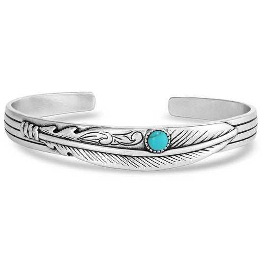 MONTANA SILVERSMITH ACCESSORIES Default Solo Flight Turquoise Feather Cuff Bracelet