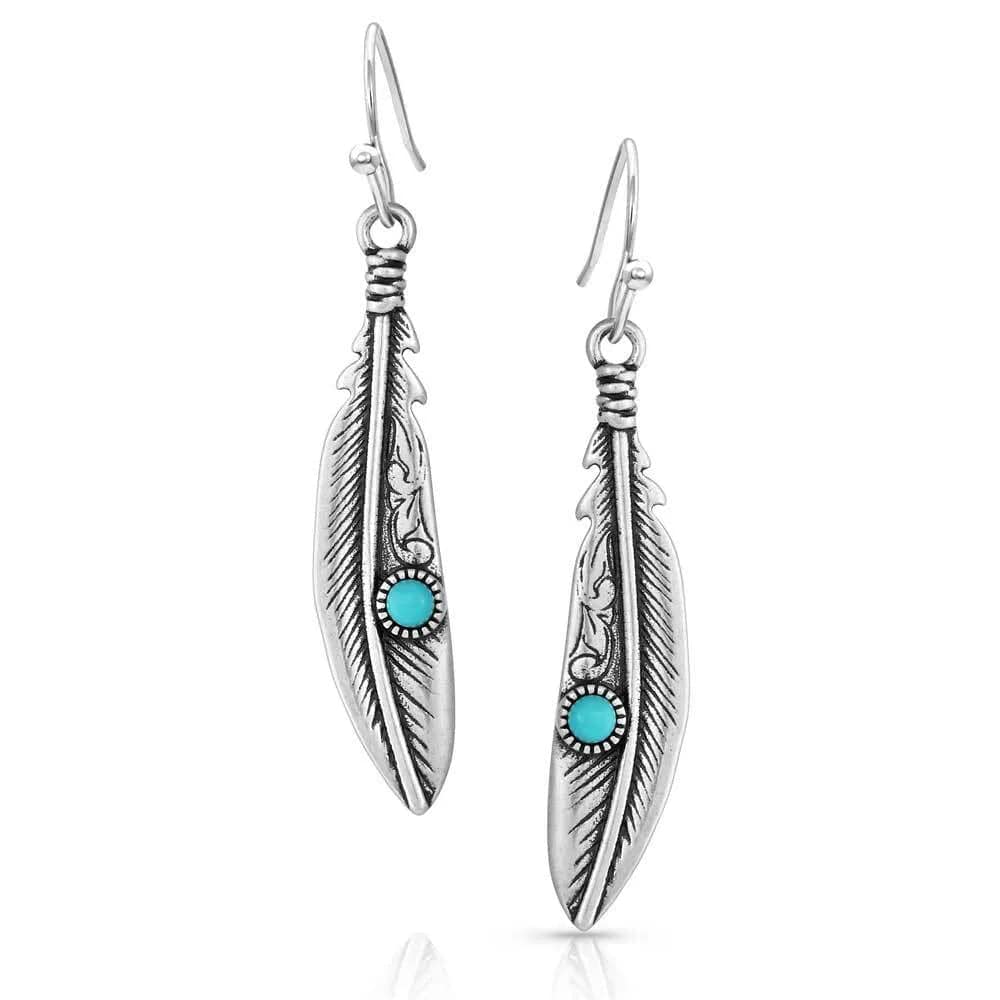 MONTANA SILVERSMITH ACCESSORIES Default Solo Flight Turquoise Feather Earrings