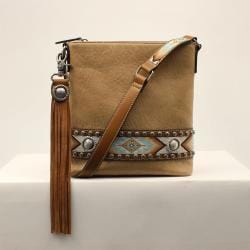 M&F WESTERN PRODUCTS ACCESSORIES Default Southwest Tan Carmen Crossbody Purse