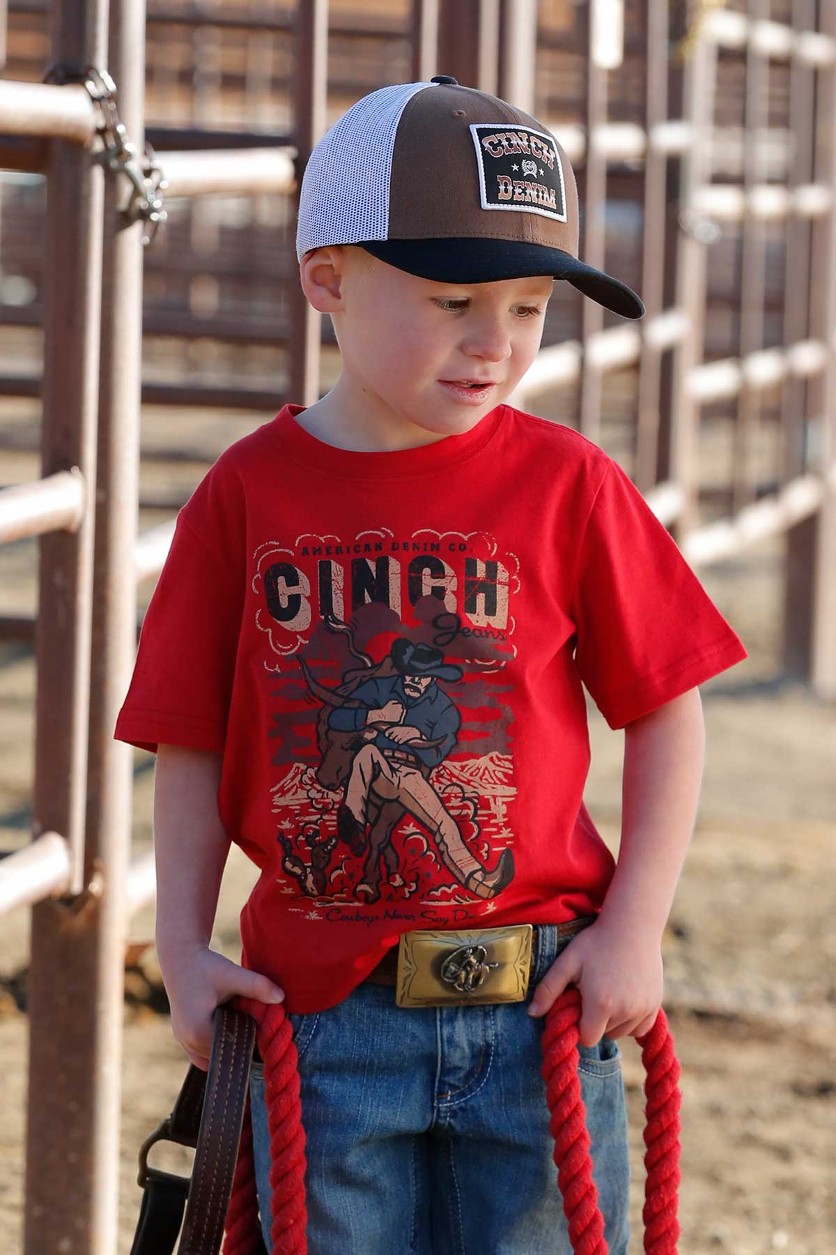 MILLER INTERNATIONAL CLOTHING-BOYS TODDLER RED STEER WRESTLER TEE SHIRT