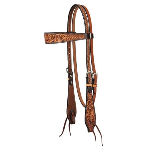 WEAVER LEATHER TACK + SUPPLIES Default Tooled Floral Basketweave Browband Headstall